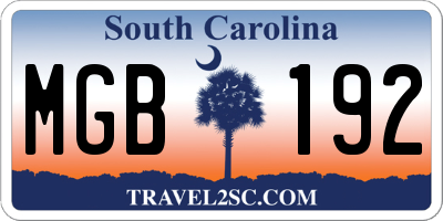 SC license plate MGB192