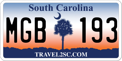 SC license plate MGB193