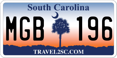 SC license plate MGB196
