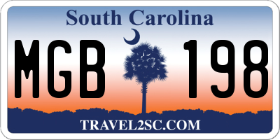 SC license plate MGB198
