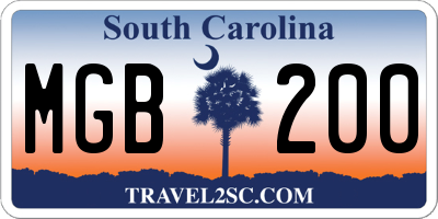 SC license plate MGB200