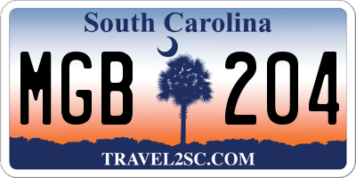SC license plate MGB204