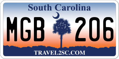 SC license plate MGB206