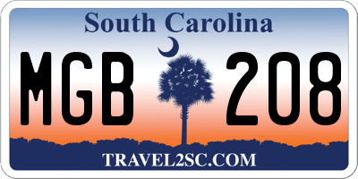 SC license plate MGB208