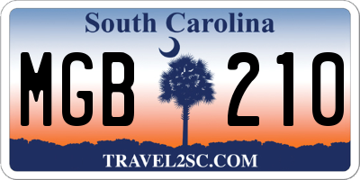 SC license plate MGB210