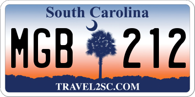 SC license plate MGB212