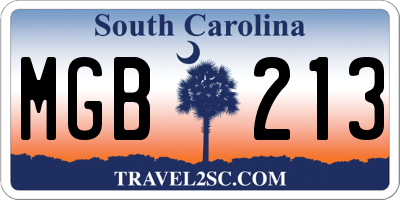 SC license plate MGB213