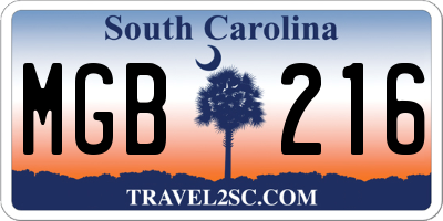 SC license plate MGB216