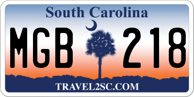 SC license plate MGB218
