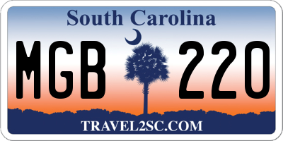 SC license plate MGB220