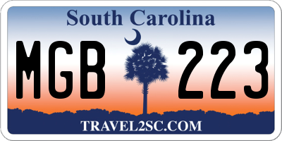 SC license plate MGB223
