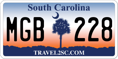 SC license plate MGB228