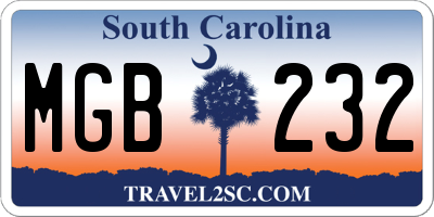 SC license plate MGB232