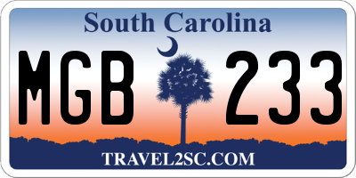 SC license plate MGB233