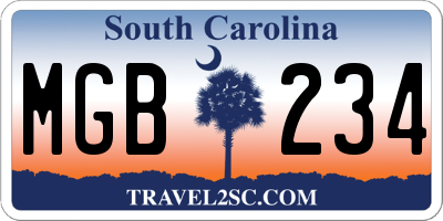 SC license plate MGB234