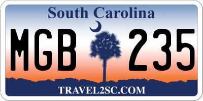 SC license plate MGB235