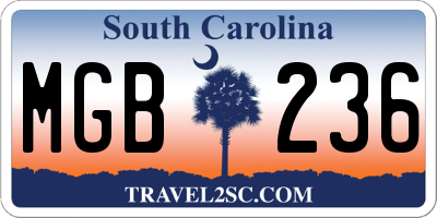 SC license plate MGB236