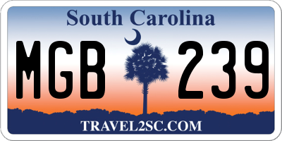SC license plate MGB239