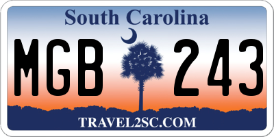 SC license plate MGB243