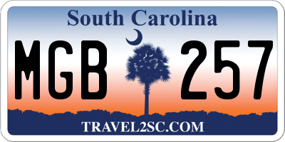 SC license plate MGB257