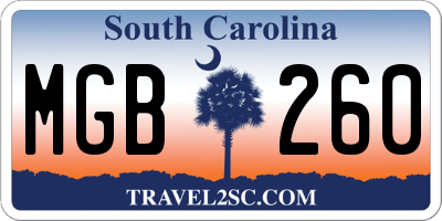 SC license plate MGB260