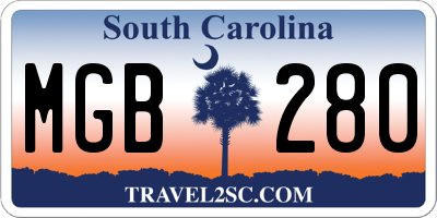 SC license plate MGB280