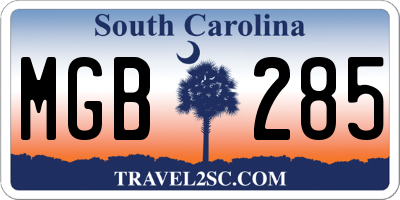 SC license plate MGB285
