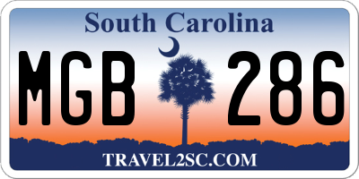 SC license plate MGB286