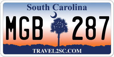 SC license plate MGB287