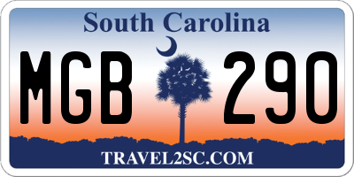 SC license plate MGB290