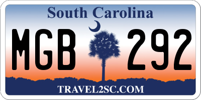 SC license plate MGB292