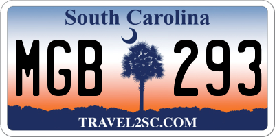 SC license plate MGB293