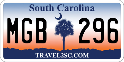 SC license plate MGB296