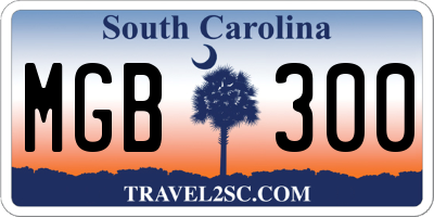 SC license plate MGB300