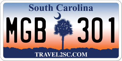 SC license plate MGB301