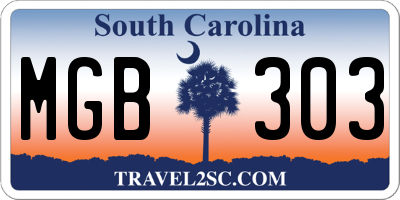 SC license plate MGB303