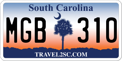 SC license plate MGB310