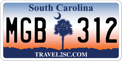 SC license plate MGB312