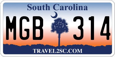 SC license plate MGB314
