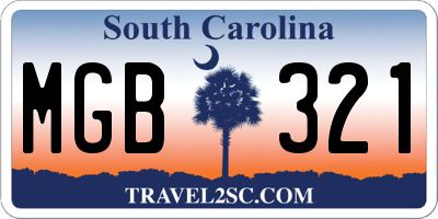 SC license plate MGB321