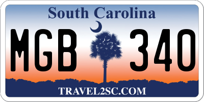 SC license plate MGB340