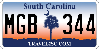 SC license plate MGB344