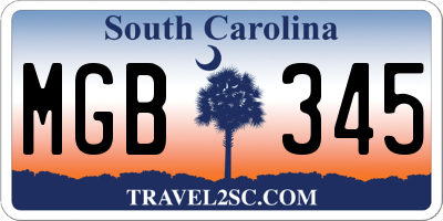 SC license plate MGB345