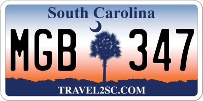 SC license plate MGB347