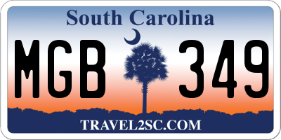 SC license plate MGB349