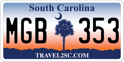 SC license plate MGB353