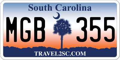 SC license plate MGB355