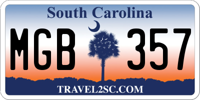 SC license plate MGB357