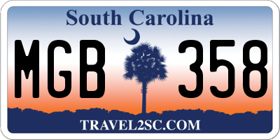 SC license plate MGB358