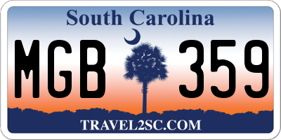 SC license plate MGB359